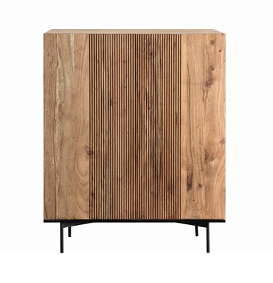 שידה KOBE מעוצבת עשויה עץ מלא 2 דלתות ורגלי ברזל שחורים