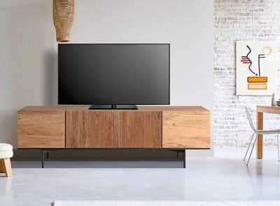 מזנון מעוצב דגם JOY עץ שיטה מלא בשילוב רגלי מתכת שחורים- 4 דלתות