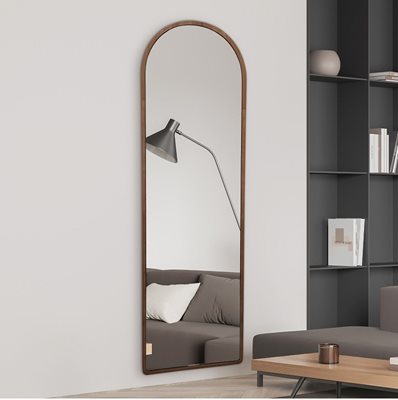 מראה חצי מעוגלת דגם MOON WOOD מסגרת עץ -160/50 ס''מ