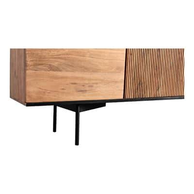 מזנון מעוצב דגם JOY עץ שיטה מלא בשילוב רגלי מתכת שחורים- 4 דלתות