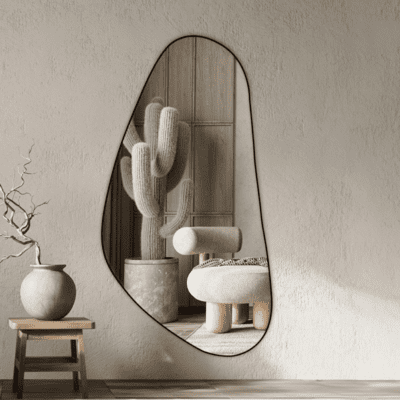 מראה גוף אסימטרית מעוצבת ASIM מסגרת מתכת שחורה -מידות לבחירה