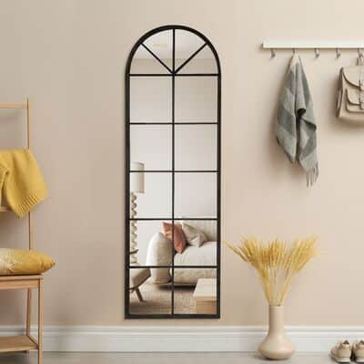 מראה מעוצבת דגם ORAN מתכת שחורה מחולקת חצי מעוגלת -180 ס''מ