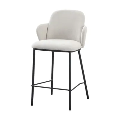 כסא בר מעוצב דגם VALERY בד גוון בז' בשילוב רגל שחורה