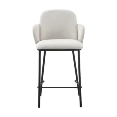 כסא בר מעוצב דגם VALERY בד גוון בז' בשילוב רגל שחורה