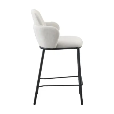 כסא בר מעוצב דגם VALERY בד גוון בז' בשילוב רגל שחורה