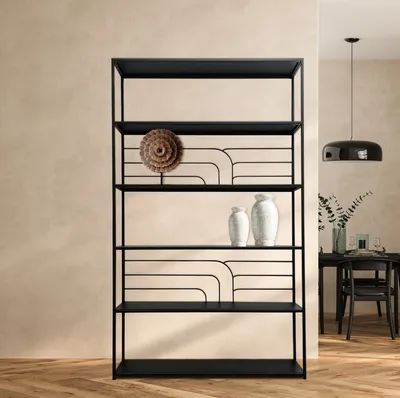 ספריה מעוצבת דגם KONI מתכת שחורה - 200 ס''מ