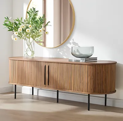 מזנון מעוצב דגם NEVADA עץ מלא בשילוב רגלי מתכת שחורים- 2 דלתות