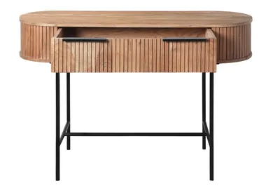 קונסולה מעוצבת דגם NAVA עץ מלא בשילוב רגל מתכת שחורה