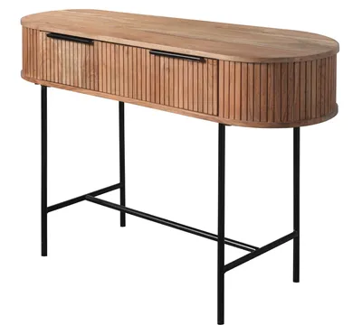 קונסולה מעוצבת דגם NAVA עץ מלא בשילוב רגל מתכת שחורה