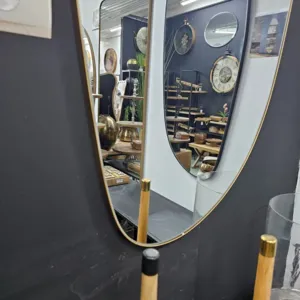 מראה אמורפית מעוצבת דגם NANO מסגרת מתכת זהב דקה- מידות לבחירה