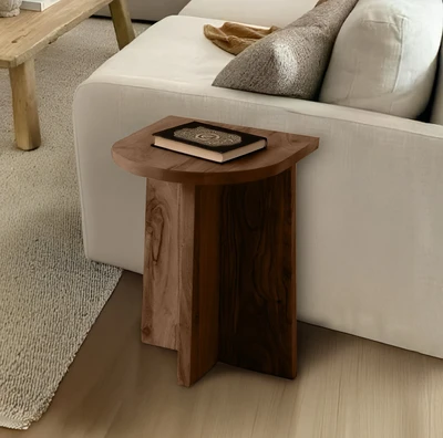 שולחן צד מעוצב דגם KINGSTON עץ מלא בגוון אגוז