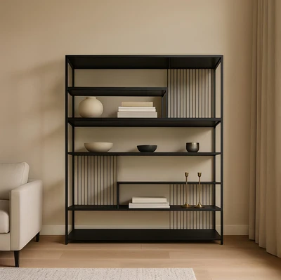 ספריה דקורטיבית דגם LIAV XL מתכת שחורה