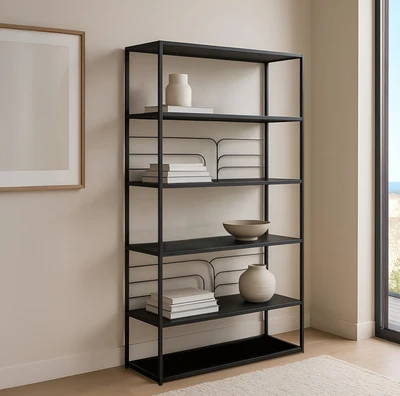 ספריה מעוצבת דגם KONI מתכת שחורה - 200 ס''מ