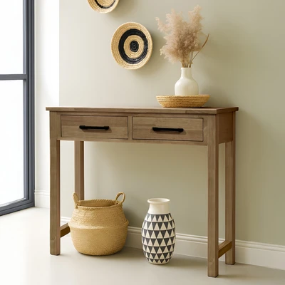 קונסולה מעוצבת דגם ALBA עץ 2 מגירות -80 סמ