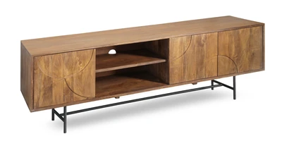 מזנון מעוצב דגם CUBA עץ מנגו דלתות בשילוב מדף פתוח-175 סמ