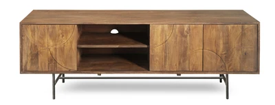 מזנון מעוצב דגם CUBA עץ מנגו דלתות בשילוב מדף פתוח-175 סמ