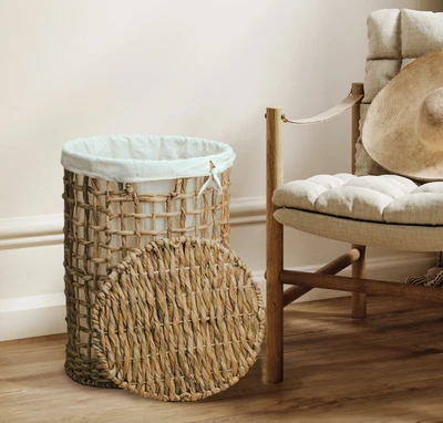 סל כביסה קש עגול מעוצב קלוע דגם PLAITED- מידות לבחירה