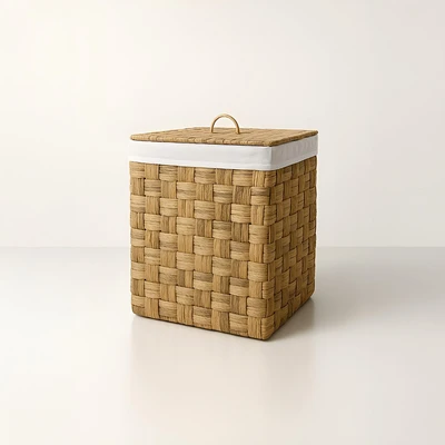 סל כביסה קש מרובע מעוצב תשבץ דגם MAKORI מידות לבחירה