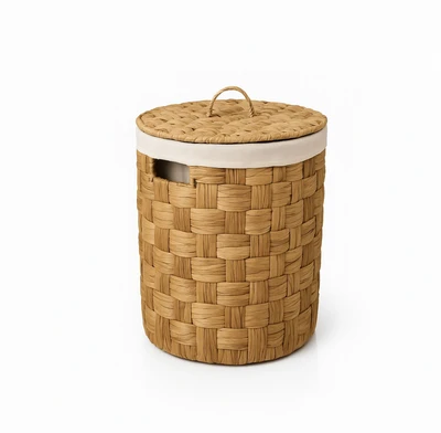 סל כביסה קש עגול מעוצב תשבץ דגם MAKORI מידות לבחירה