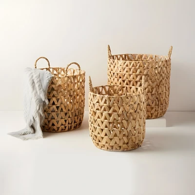 סט 3 סלי קש משולשים מעוצבים דגם TRIANGLE