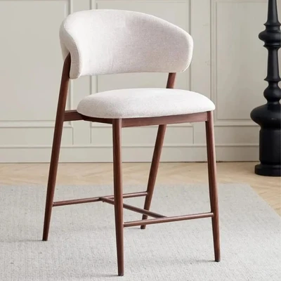 כסא בר מעוצב דגם MONZA בד גוון אבן רגל אגוז