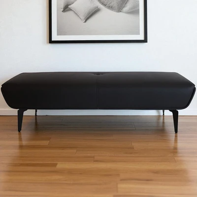 ספסל מעוצב דגם ANTON דמוי עור שחור