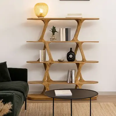 ספריה מעוצבת דגם ZARA עץ מנגו גוון טבעי