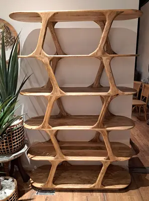 ספריה מעוצבת דגם ZARA עץ מנגו גוון טבעי