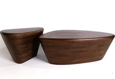 שולחן סלון מעוצב עץ מנגו דגם ROCK -אגוז