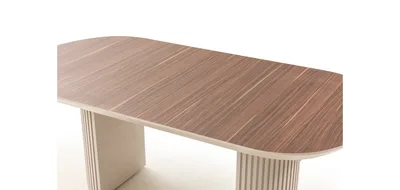 שולחן פינת אוכל נפתח דגם RINO אגוז רגל גוון סהרה