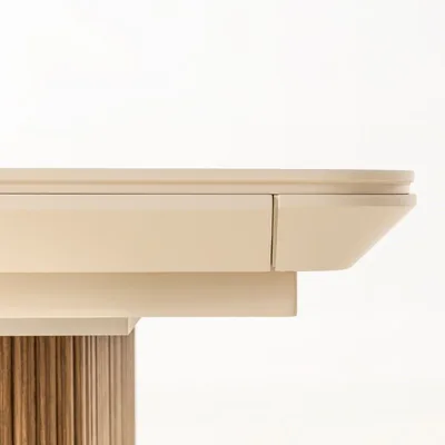 שולחן פינת אוכל נפתח דגם LINO טרוורטין רגל אגוז אמריקאי