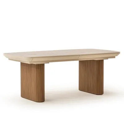 שולחן פינת אוכל נפתח דגם LINO טרוורטין רגל אגוז אמריקאי