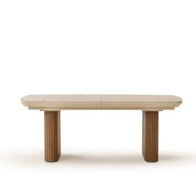 שולחן פינת אוכל נפתח דגם LINO טרוורטין רגל אגוז אמריקאי