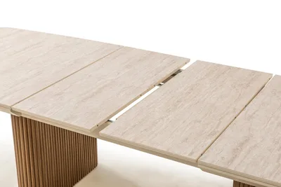 שולחן פינת אוכל נפתח דגם LINO טרוורטין רגל אגוז אמריקאי