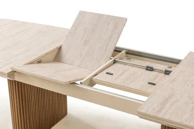 שולחן פינת אוכל נפתח דגם LINO טרוורטין רגל אגוז אמריקאי