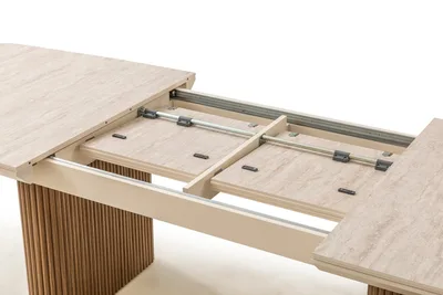 שולחן פינת אוכל נפתח דגם LINO טרוורטין רגל אגוז אמריקאי