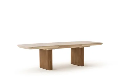 שולחן פינת אוכל נפתח דגם LINO טרוורטין רגל אגוז אמריקאי