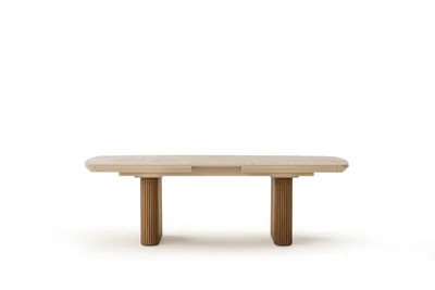 שולחן פינת אוכל נפתח דגם LINO טרוורטין רגל אגוז אמריקאי