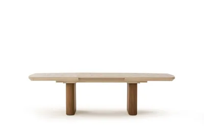 שולחן פינת אוכל נפתח דגם LINO טרוורטין רגל אגוז אמריקאי