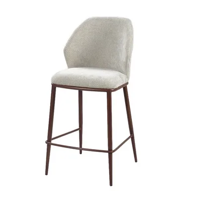 כסא בר מעוצב דגם SATAI-בז' רגל אגוז