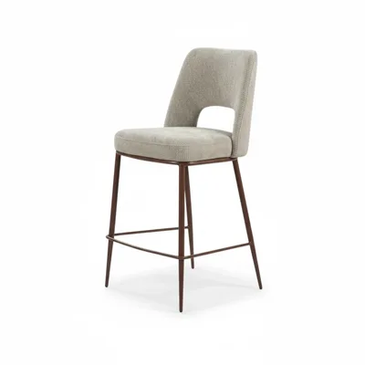 כסא בר מעוצב דגם PARIS-בז' רגל אגוז