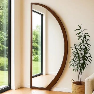 מראה מעוצבת דגם HARVEY מסגרת עץ גוון כהה