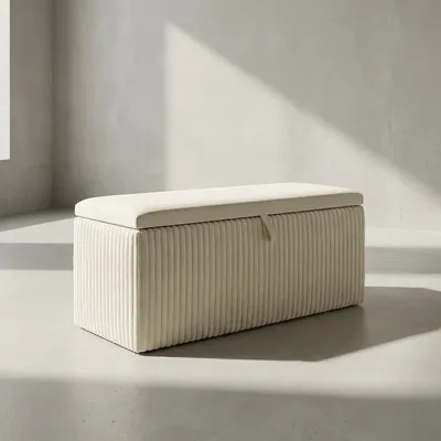 ספסל מעוצב נפתח דגם GLEN -שמנת