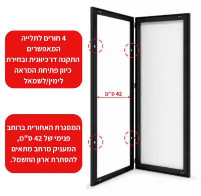 מראה נפתחת להסתרת ארון חשמל דגם STATIC