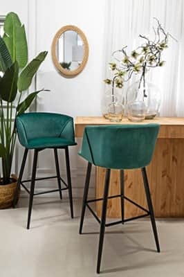 כסא בר מעוצב דגם CAESAR-בד קטיפה גוון ירוק
