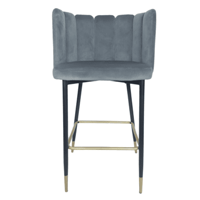 כסא בר צדפה דגם MONA בד קטיפה גוון אפור