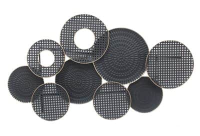 קישוט קיר חישוקים מתכת שחורה בשילוב זהב