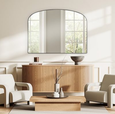 מראה מעוצבת חצי מעוגלת דגם ODEL קשת רחבה מתכת שחורה- 100 ס''מ