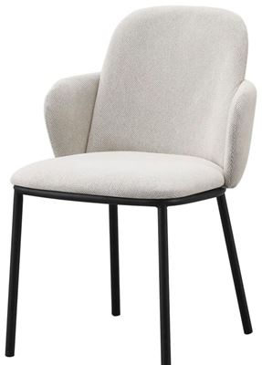 כסא אוכל מעוצב דגם VALERY בד גוון בז' בשילוב רגל שחורה