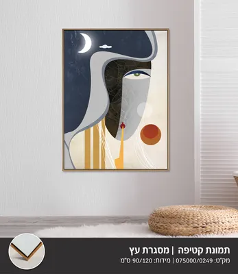 תמונה אבסטרקט מודפסת על בד קטיפה מסגרת עץ -90*120 ס''מ